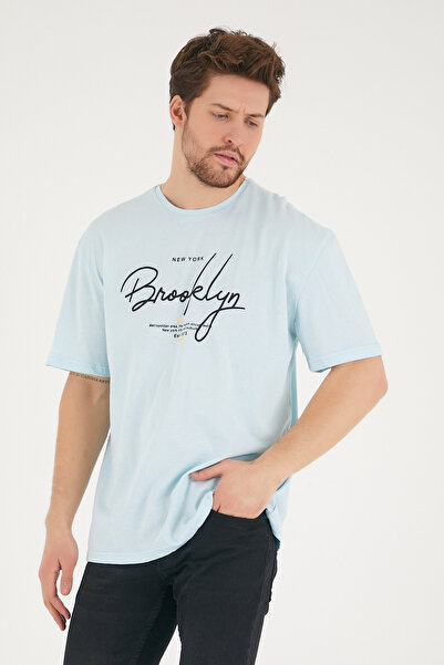 Superlife Ανδρικό T-Shirt με λαιμόκοψη με υπερμεγέθη Fit Spr22ts110