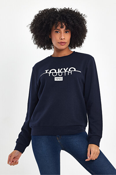 Superlife Women's Crew Neck Comfortable Fit 3 thread Thick Tokyo Printed Sweatshirt SPR24SWk30