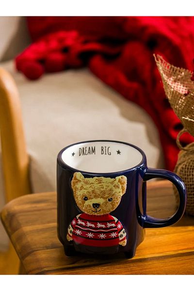 LC Waikiki Lcw Home Dark Green Bear Teddy Printed Ceramic Mug