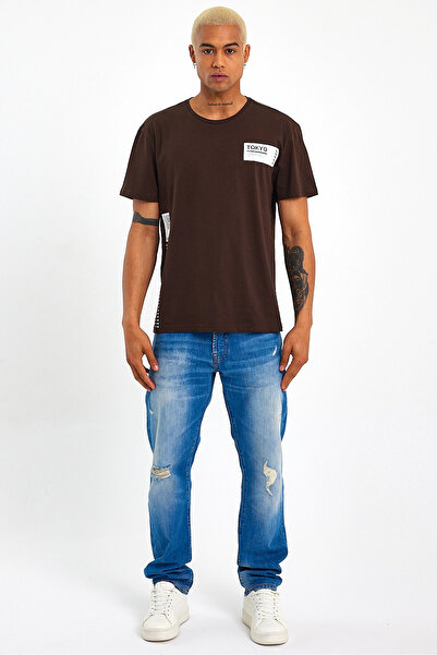 Superlife Ανδρικό μπλουζάκι με λαιμόκοψη Superlife με στάμπα Tokyo SPR23ts303