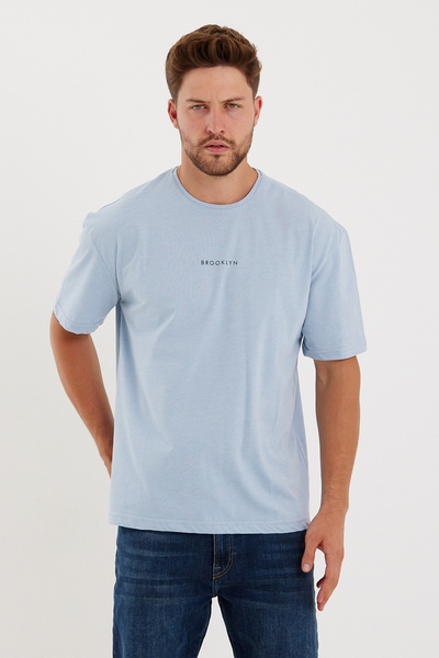 Superlife Ανδρικό μπλουζάκι με λαιμόκοψη πλήρωμα υπερμεγέθη Fit Brooklyn printed T-shirt Spr21y27