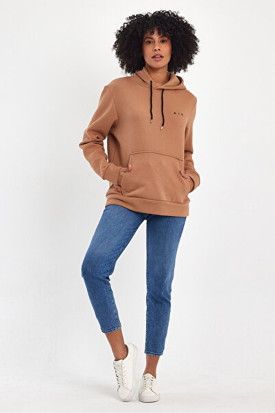 Superlife Γυναικείο φούτερ με κουκούλα, άνετο και άνετο, με φλις εσωτερικά, 3 κλωστές, κεντημένο με αέρα, φούτερ spr24swK07