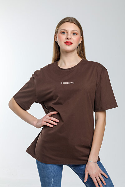 Superlife Γυναικείο μπλουζάκι με λαιμόκοψη Superlife Standard & Regular Fit Brookyln με στάμπα SPR21YK27