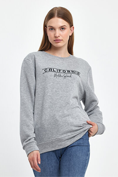 Superlife Γυναικείο φούτερ με λαιμόκοψη με άνετη εφαρμογή 3 κλωστών, χοντρό καλιφόρνιαν εμπριμέ φούτερ SPR24SWK32