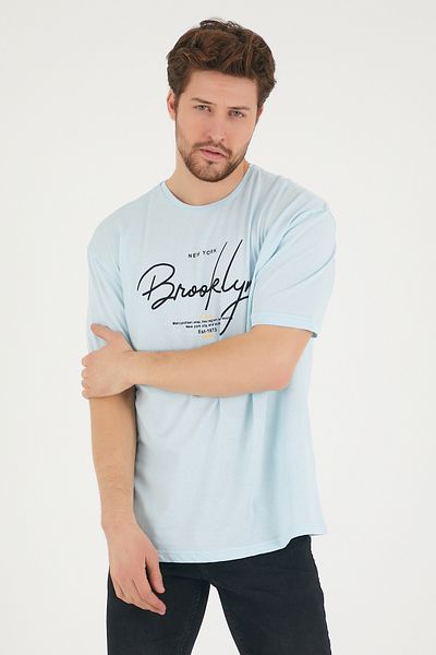 Superlife Tricou pentru bărbați, cu decolteu circular, supradimensionat, Spr22ts110