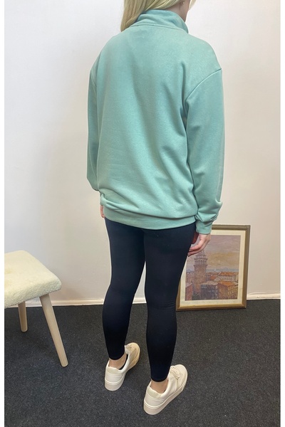 Superlife Γυναικείο φούτερ με μισό φερμουάρ με 3 κλωστές και τσέπη καγκουρό spr24swk22