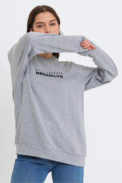 Superlife Γυναικείο φούτερ με λαιμόκοψη Superlife Oversize Fit Brooklyn με στάμπα SPR23SWK330