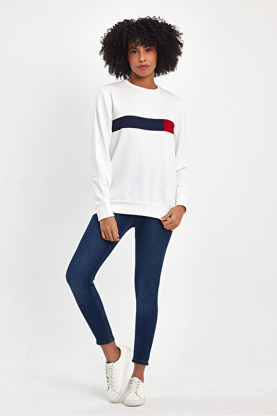 Superlife Γυναικείο φούτερ με λαιμόκοψη με άνετη εφαρμογή 3 κλωστών με χοντρή γαρνιτούρα SPR24SWK35