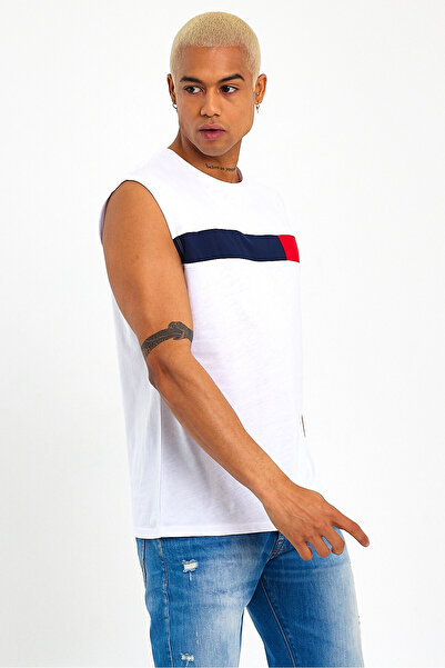 Superlife Superlife Men's Crew Neck Regular Fit Garnished T-Shirt Spr23At346