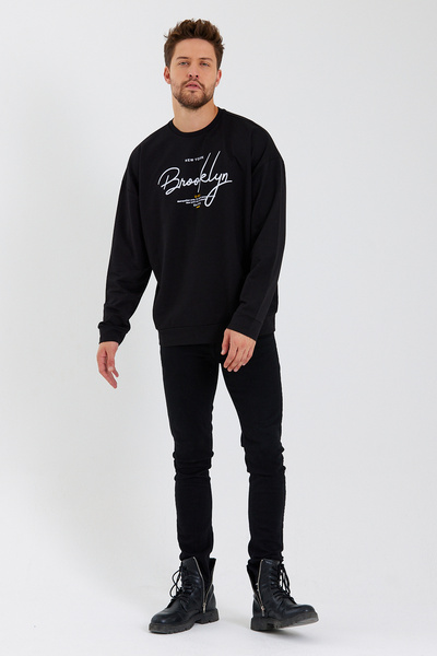 Superlife Superlife Ανδρικό φούτερ με λαιμόκοψη με λαιμόκοψη με λεπτή εφαρμογή Brooklyn