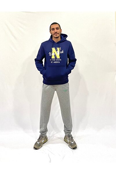 Superlife Ανδρικό φούτερ με κουκούλα, άνετο και με εσωτερική επένδυση από φλις, 3 κλωστές, με στάμπα N, spr24sw06