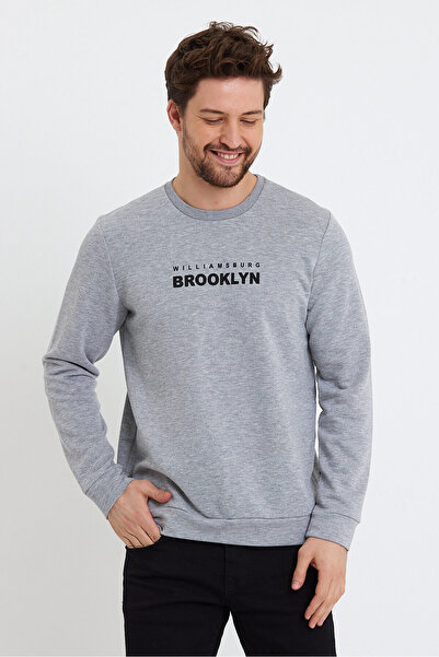Superlife Men's Crew Neck Regular Fit Brooklyn Printed Thin Sweatshirt Spr23sw330