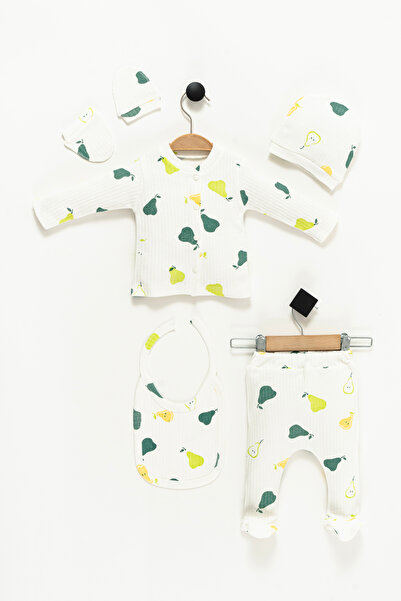 Hastane Çıkışı 100% Pamuk Armut Baskılı Yenidoğan 5li Set Bebek Kıyafeti