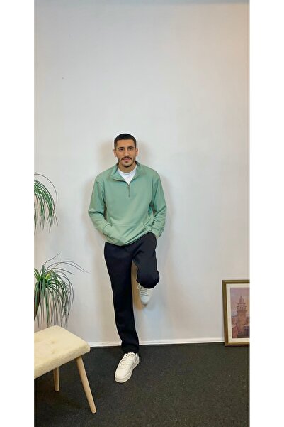 Superlife Чоловічий 3-нитковий світшот з напівзастібкою-блискавкою та кишенями-кенгуру spr24sw22