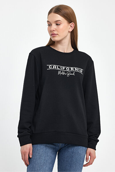 Superlife Γυναικείο φούτερ με λαιμόκοψη με άνετη εφαρμογή 3 κλωστών, χοντρό καλιφόρνιαν εμπριμέ φούτερ SPR24SWK32