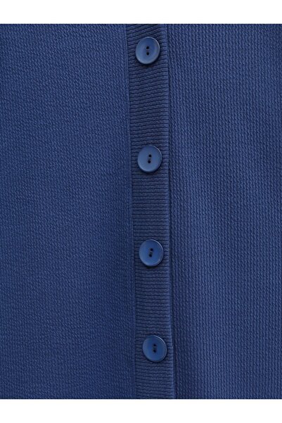 Modamorfo κοτλέ Μακριά ζακέτα με κουμπιά από ύφασμα - Ινδικό