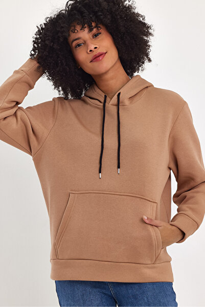 Superlife Γυναικεία φούτερ με κουκούλα άνετη εφαρμογή Fleece 3 κλωστών spr24swk55