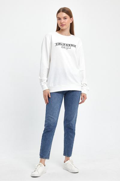 Superlife Γυναικείο φούτερ με λαιμόκοψη με άνετη εφαρμογή 3 κλωστών, χοντρό καλιφόρνιαν εμπριμέ φούτερ SPR24SWK32