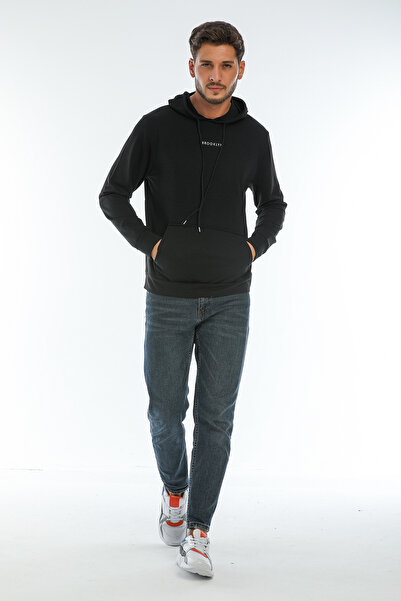 Superlife Ανδρικό λεπτό φούτερ με κουκούλα, κανονική εφαρμογή Brooklyn printed, Spr22sw161