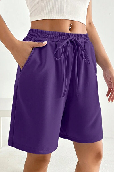 Superlife Γυναικείο άνετο σορτς με ελαστική μέση με στάμπα με τσέπες SPR24SRK208