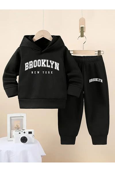 THEKONT Brooklyn Printed Unisex Hooded Cotton Tracksuit Set