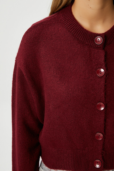 Ritnice Women's Tilia Crop Burgundy Knit Cardigan