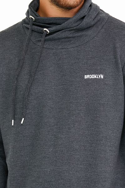 Superlife Ανδρικό γιακά με σάλι με κανονική εφαρμογή Brooklyn printed λεπτό φούτερ Spr22sw143