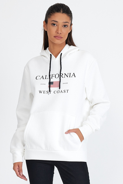 Superlife Women's Hooded Comfortable Fit Fleece Lined 3-Thread American Printed Sweatshirt Spr24Swk01