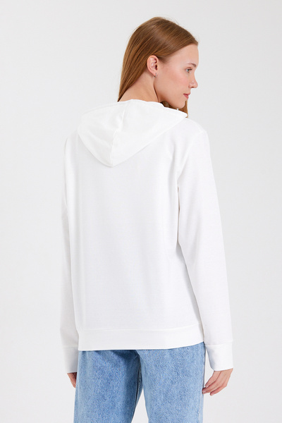 Superlife Süperlife Women's Hooded Regular Fit Handwritten Brooklyn Printed Thin Sweatshirt Spr23Swk361