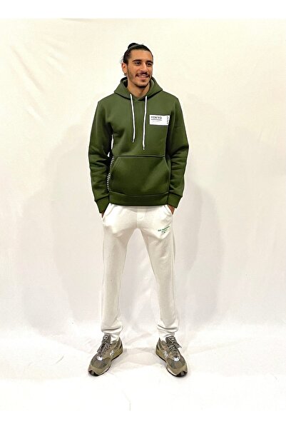 Superlife Ανδρικό φούτερ με κουκούλα, άνετο και άνετο, με φλις εσωτερικά, 3 κλωστές, με στάμπα Tokyo spr24sw05