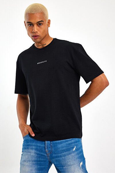 Superlife Ανδρικό μπλουζάκι με λαιμόκοψη πλήρωμα υπερμεγέθη Fit Brooklyn printed T-shirt Spr21y27