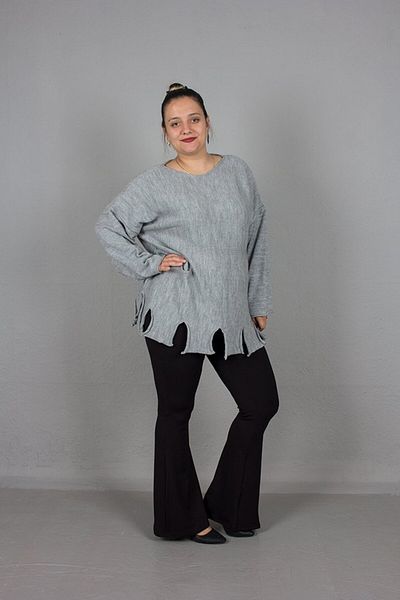 Truva XXL Plus Size Skirt Ripped Knitwear Sweater
