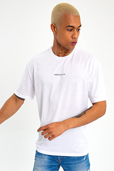 Superlife Ανδρικό μπλουζάκι με λαιμόκοψη πλήρωμα υπερμεγέθη Fit Brooklyn printed T-shirt Spr21y27