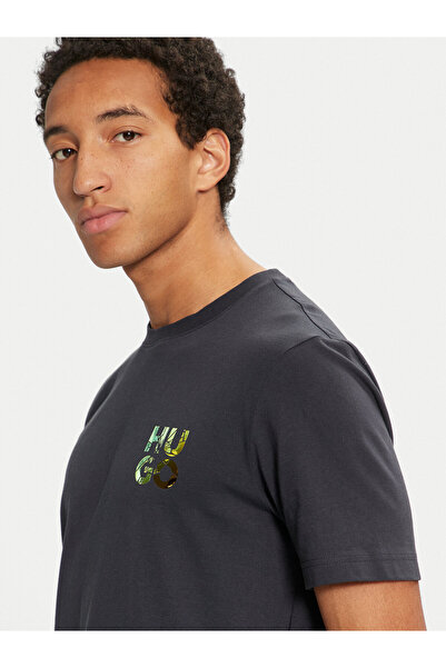 HUGO Men's Brand Logo Crew Neck Short Sleeve Navy T-Shirt 50522134 -407