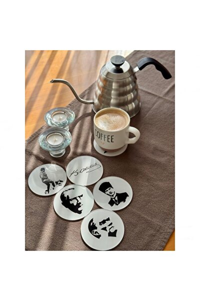 Lazer Store Pleksi Bardak Altlığı - 6 Adet - Atatürk Desenli