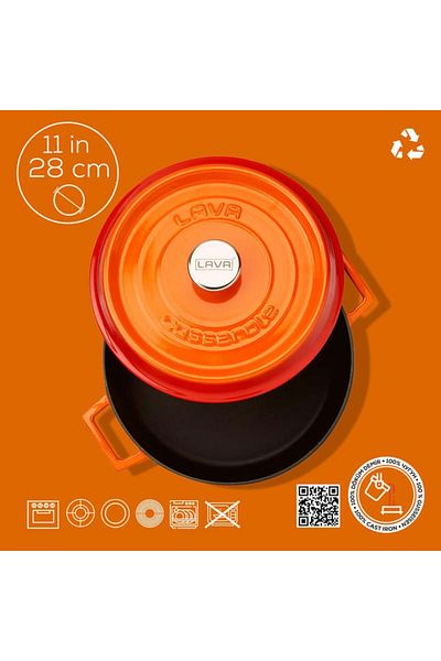 İthal Çesit Lava Casting Multi-Purpose Spring Pot. Trendy Series Diameter(Ø)28Cm