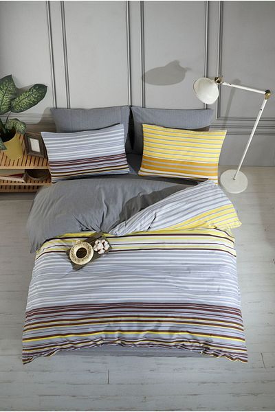 Lorien Rola, Patterned Double, Elastic Sheet, Double Sided Use Duvet Cover Set