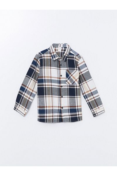 LC Waikiki Lcw Kids Blue Long Sleeve Plaid Print Boys' Lumberjack Shirt