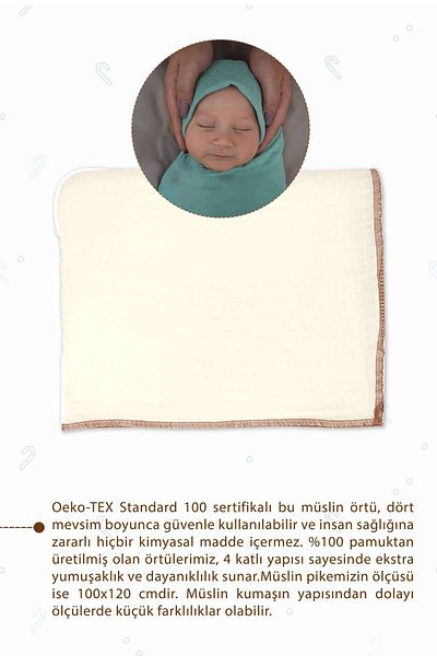 mordesign 4 Layer 100% Cotton Muslin Baby Blanket - 100X120 cm Muslin Blanket, Newborn Swaddle, Soft Series