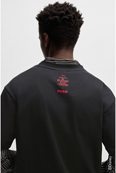 HUGO Black Relaxed Fit Crew Neck T-Shirt 50537986 -001 - with Brand Logo, Short Sleeve