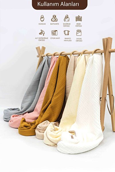 mordesign 4 Layer 100% Cotton Muslin Baby Blanket - 100X120 cm Muslin Blanket, Newborn Swaddle, Soft Series