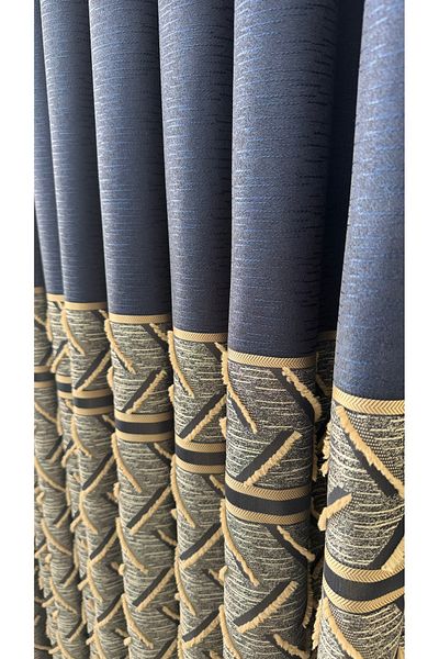 Fon Dünyası Panel Background Curtain Tufted Dark Blue Grey (Single Wing)