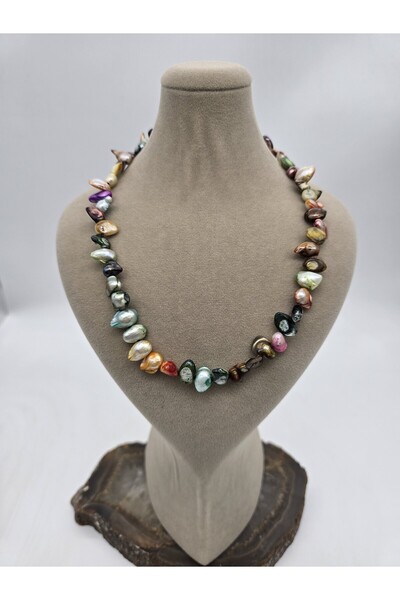 NBS Beautiful Naturel Stones İnci Gerçek Doğal Kolye 40 cm