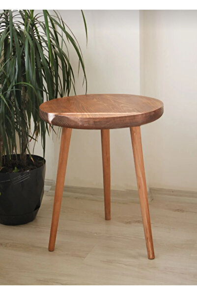 Picco Wood Doğal Ahşap Masif Kütük Tekli Zigon Sehpa Servis Sehpası Orta Sehp...