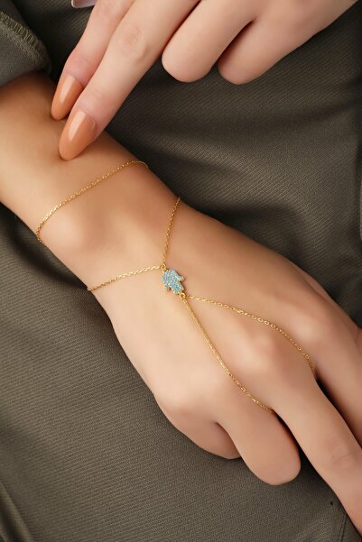 LİNOVE JEWELLERY Fatima Şahmeran 925 Ayar Gümüş Üzeri 14k Altın Kaplama Firuz...