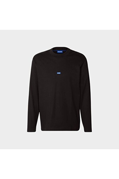 HUGO Men's Brand Logo Long Sleeve Crew Neck Casual Black T-Shirt 50519962 -001
