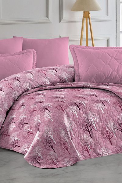 EVA Double Patterned Bed and Sofa Cover - 195x230 cm, Quilted, Multi-Purpose