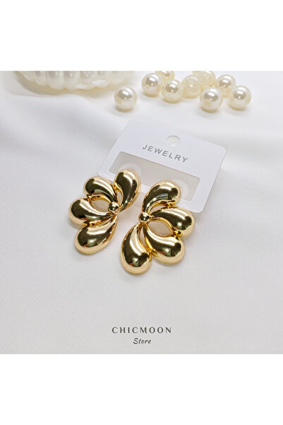 CHICMOON STORE Altın Rengi Büyük VIP Çelik Küpe