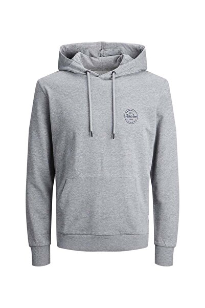 Jack & Jones Jack&jones Ανδρικό Φούτερ με Κουκούλα Ανοιχτό Γκρι Mela/Ναυτικό ...