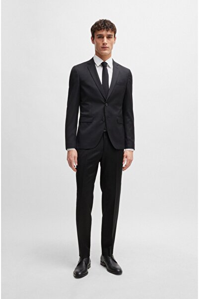 BOSS Erkek Beli Lastikli İp Bağlamalı Regular Fit Siyah Pantolon 50469169-001